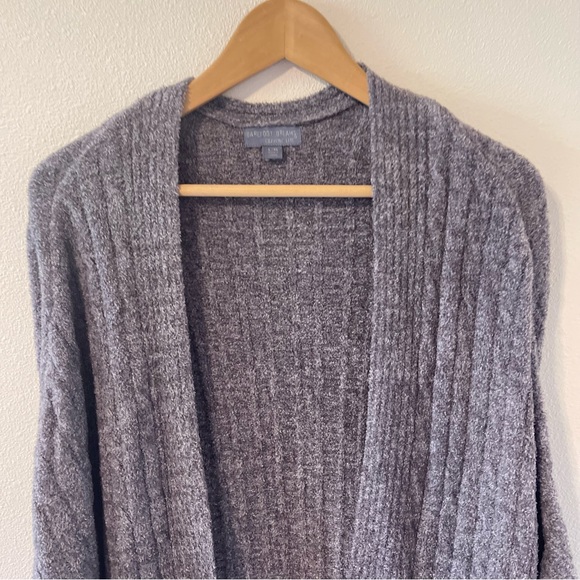 Barefoot Dreams Cozy Chic Lite Cable Shrug Pacific Blue Ribbed Cardigan-L/XL - Picture 4 of 10